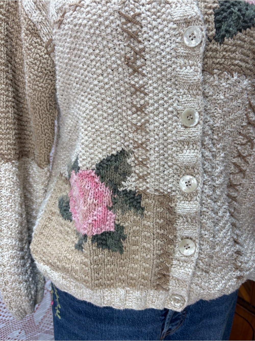 👻SOLD👻Cleo Floral Patchwork Knit Cardigan - Picture 4 of 10